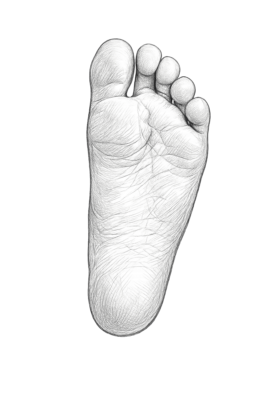 Plantar view illustration of a human foot.