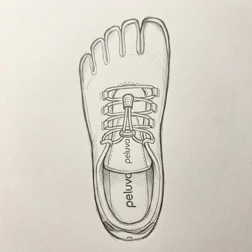 Top-down view of Peluva five-toed shoe with each toe in its own separated slot